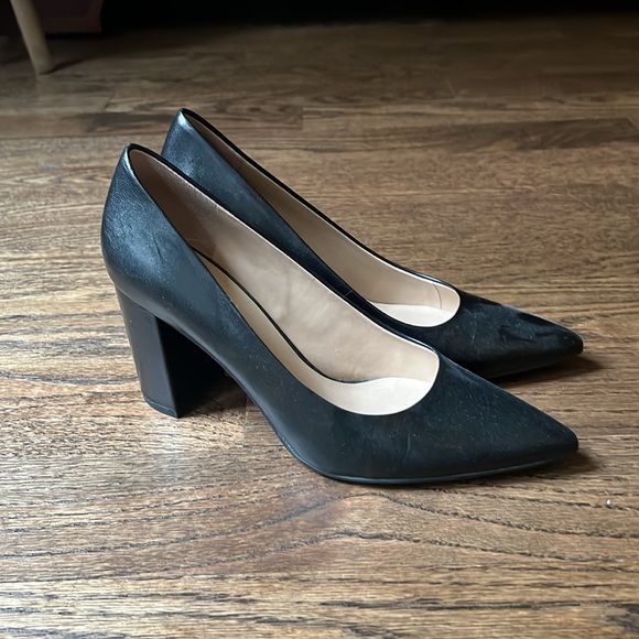 Franco Sarto leather black block heel size 8 - Picture 3 of 6